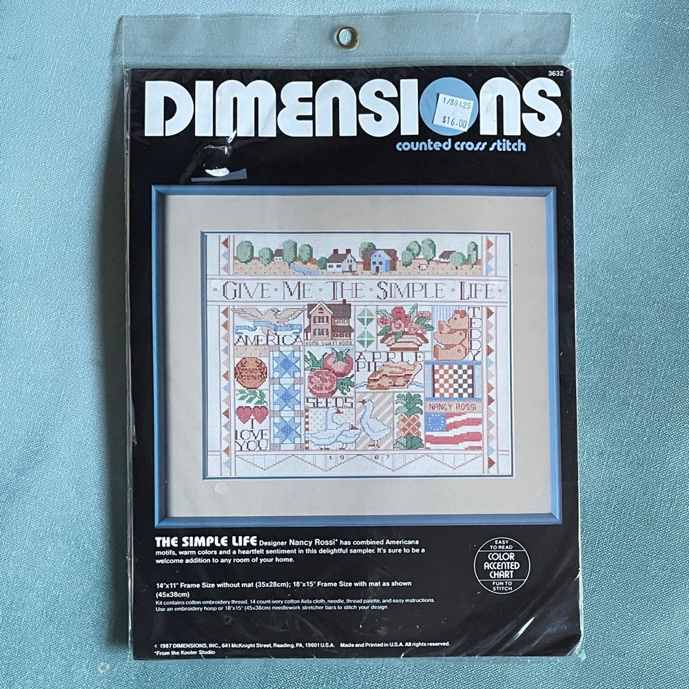Dimensions The Simple Life Cross Stitch Kit by Nancy Rossi 14”x11”